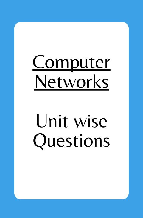Computer Networks  Unit wise Questions